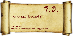 Toronyi Dezső névjegykártya